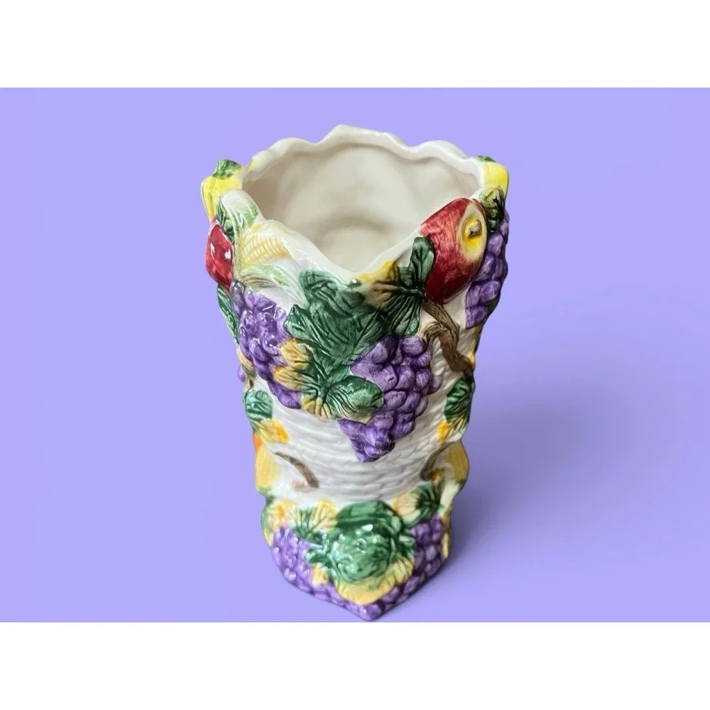 Fitz & Floyd Omnibus Harvest Beauty Cornucopia Vase Pumpkins Fruit Vegetables